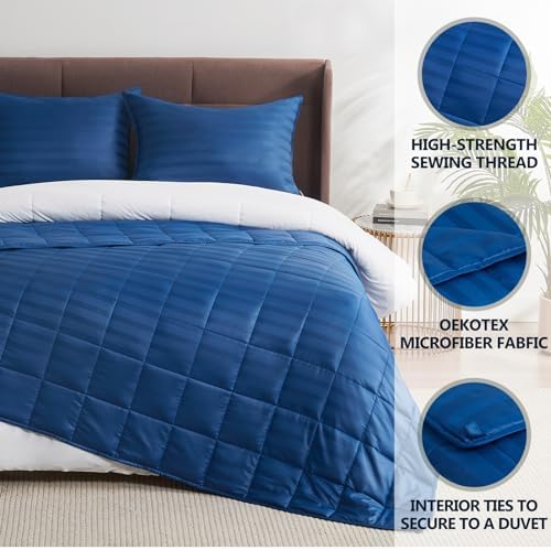 Weighted Blanket Twin Size (48"x72" 15lbs),Ultra Soft and Cozy Cooling Weighted Blanket Twin Size for Adult,Heavy Blanket with Machine Washable Soft Blanket, Navy Blue - Image 3