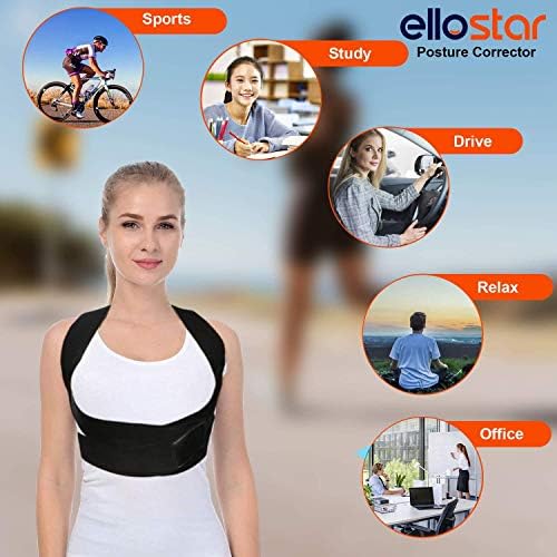 ellostar Back Brace Posture Corrector for Women and Men, Lumbar Shoulder and Back Straightener Posture Improvement Pain Relief (Medium) Lower Chest 27 -33 Inch - Image 6
