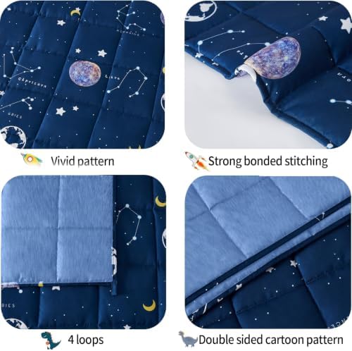 Weighted Blanket - 5 lbs Cooling Navy Starry Sky Heavy Blanket - Small Size Breathable Lap Blanket for Hot Sleepers(36"x48", 5 lbs) - Image 2