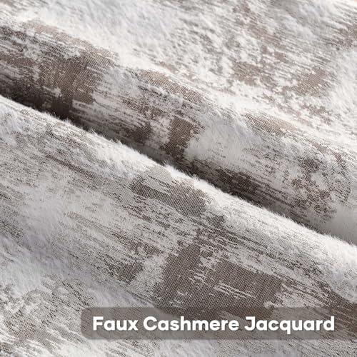 FUTEI Pack of 2 Faux Cashmere Throw Pillow Covers 22x22 Inch, Taupe White - Image 2