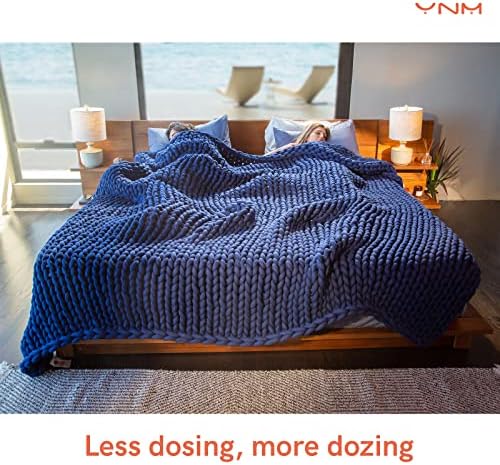 YnM Weighted Blanket, Handmade Chunky Knitted Design, Soft and Cozy, Temperature Regulating and Breathable, Machine Washable Throw for Sleep or Home Decor (Prussian Blue, 80x87 Inch, 25lbs) - Image 5