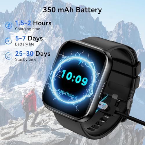 Smart Watch for Men - 1.85" HD 2026 Upgraded Fitness Tracker Bluetooth Call and Text Smartwatch with 7 Day Battery 5 ATM Waterproof Heart Rate Sleep Monitor 130+ Sport Modes for Android & iOS (Black) - Image 6