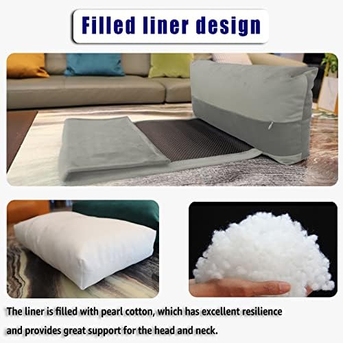 Non-Slip Head Pillow for Recliners - Neck Support Cushion with Velvet Cover for Pain Relief at Home, Office and Travel (Light Gray) - Image 5