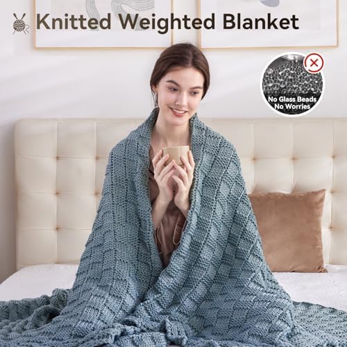 Knitted Weighted Blanket for Adult, No Beads Heavy Blanket 48"x72" 12lbs - Image 5