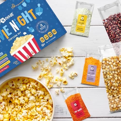 Hanukkah Gifts Movie Night Popcorn Gift Set, Kosher OU-D, Gift Baskets, 5 Gourmet Popcorn Kernels and 5 Flavoring, Non-GMO Hanukkah Set - 10 Pack, Gifts Ideas For Men, Women, Kids - Image 6