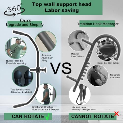 Strict Trigger Point Massage Cane Back and Neck Massager for Muscle Pain Relief and Self-Massage Therapy ，Handheld Back, Neck, Shoulder, Leg ，Foot， Full Body Deep Tissue Pressure Point Tool （ Black） - Image 2