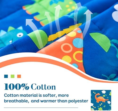 Sivio Cotton Weighted Lap Blanket, 20"x30" 3 lbs, Blue Dinosaur - Image 5