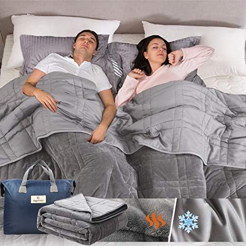 OMYSTYLE Weighted Blanket for Adults, Reversible Tencel/Short Plush Warming & Cooling 2 in 1 All Season Heavy Blanket - Bonus Carry Bag Included by OMYSTYLE