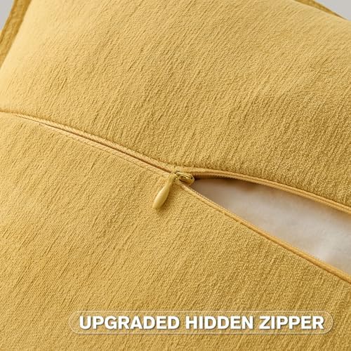 FUTEI Pack of 2 Chenille Throw Pillow Covers 16x16 Inch, Mustard Yellow - Image 3