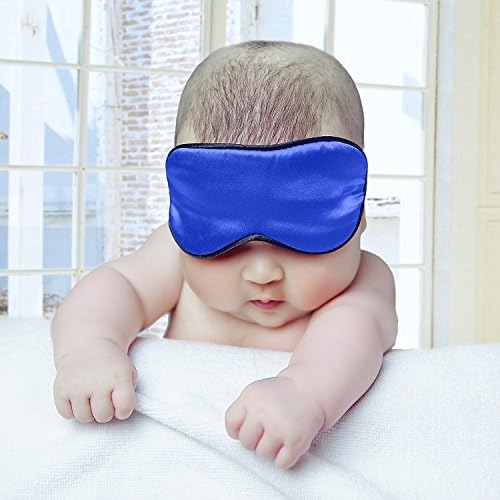 100% Natural Silk Sleep Eye Mask Kids, Cute Night Sleeping Mask with Adjustable Elastic Strap for Newborn (Baby Blue Small) - Image 3