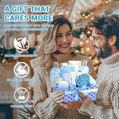 Spa Gift Basket for Women, Spa Luxetique Bath Gift Set - 12 Pcs Ocean Scented Home Bath Kit, Includes Bath Bombs, Body Scrub, Bubble Bath, Body Lotion & More, Spa Set for Women Gift - Image 6