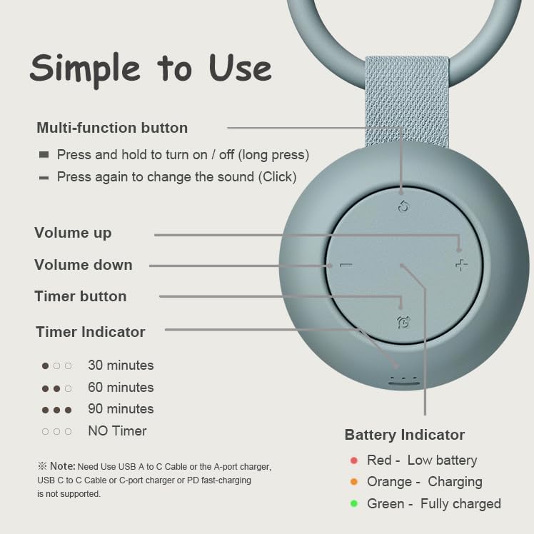 Portable Baby Sound Machine & Essentials for Babies & Kids - Slate - Image 7