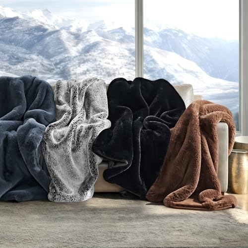 EVERGRACEHOME Faux Chinchilla Fur Throw Blanket, 60"x80", Chestnut Mink - Image 6