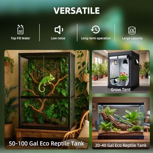 Coospider 4.2L Top Fill Reptile Humidifier, Fogger Mister for Reptiles Tank, Terrariums Humidifiers with Extended Hose/Tube, Reptile Misting System for Reptiles Amphibians Herps Vivarium - Image 5