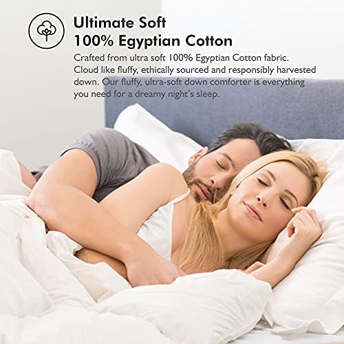 Luxurious All-Season Goose Down Feather Fiber Comforter King Size Duvet Insert, Exquisite Pinch Pleat Ruffled Twisted Flower, Premium Baffle Box, 100% Egyptian Cotton Cover, 70 oz. Fill Weight, Gray - Image 6