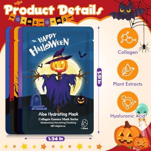 KONEUK 30 Pack Halloween Face Mask Set, Hydrating Sheet Facial Mask - Image 3