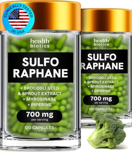 Liposomal Sulforaphane Supplement Organic Broccoli Sprouts, 700mg, 240 Caps by HealthBiotics