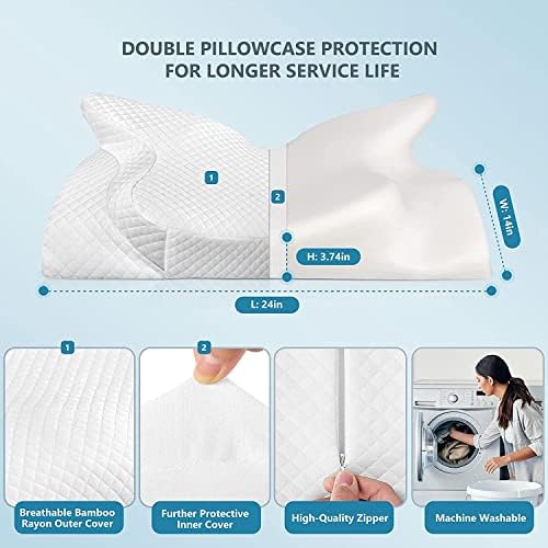 ZAMAT Adjustable Cervical Memory Foam Pillow, Odorless Neck Pillows for Pain Relief, Orthopedic Pillows for Sleeping with Cooling Pillowcase, Bed Support Pillow for Side, Back, Stomach Sleeper - Image 6