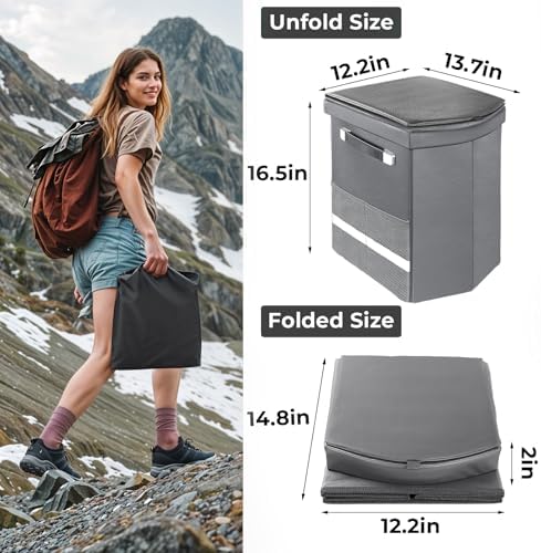 2026 Upgraded XL Portable Toilet for Adults,Tall Camping Toilet with Lid and Convenient Carry Bag, Portable Potty for Camping, Hiking, Car Travel,Truck, RV, Boating, Road Trips, Beach (Gray, 16.5''H) - Image 2