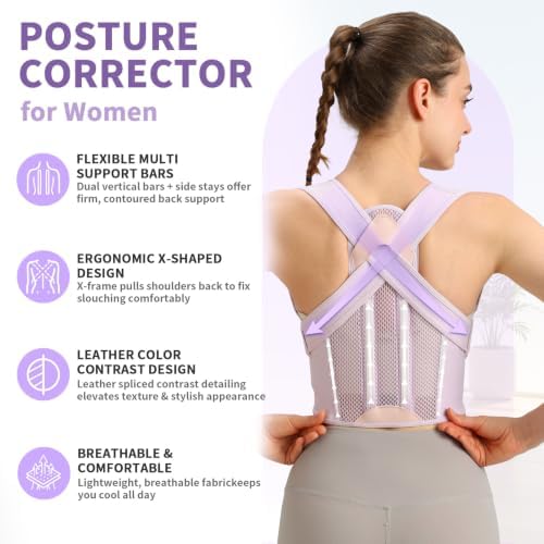 NLNYCT Posture Corrector for Women, Back Brace Posture Corrector, Purple M - Image 2