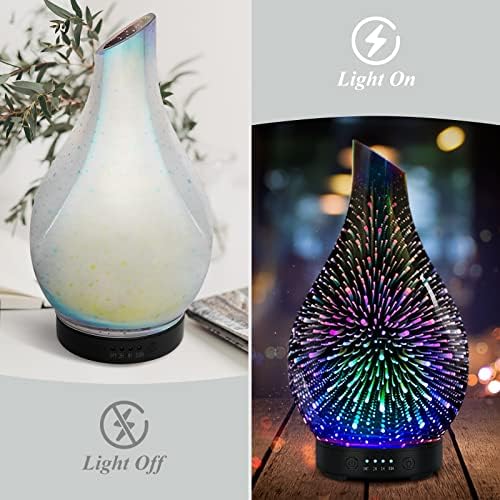 Aromatherapy Essential Oil Diffuser for Home- Art Glass Diffuser for Essential Oils with Waterless Auto Shut-Off 4 Timer 7 Colors LED Night Light for Home Office Decor Gifts for Women - Image 2