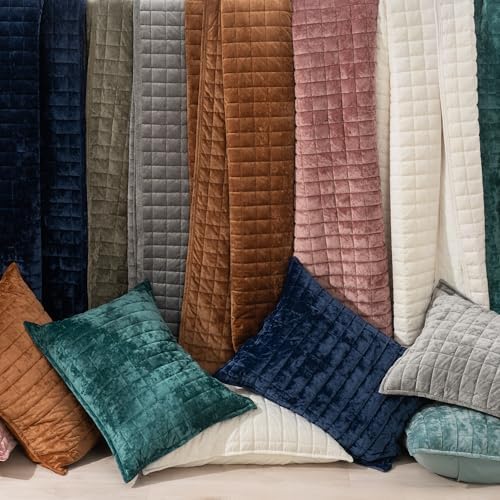 RECYCO Channel Box Stitch Velvet Quilt Set, Twin/Twin XL Size, Cream White - Image 6