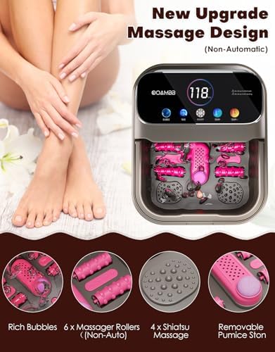 OOAMBB Collapsible Foot Spa with Heat, Bubble,Temp Control,Remote Control, Color Touch Screen Foot Bath Massager with 6 Massage Rollers,Foot Soaking Tub,Pedicure Foot spa for Stress Relief (Deep Grey) - Image 3