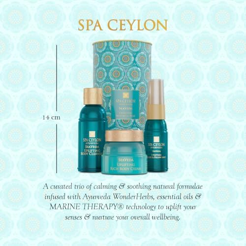 SPA CEYLON SeaVeda Uplifting Wellness Trio – Pampering Kit with Natural Ingredients, Ayurvedic Gift Set with Shower Gel, Body Cream & Pillow Mist, 3-Piece Set, Pamper set (150 g, Spearmint) - Image 2