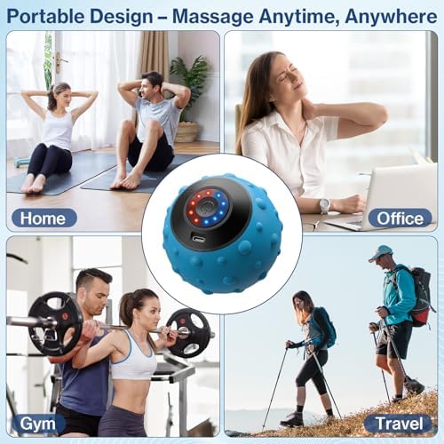 Upgraded Vibrating Massage Ball with 5-Speed, LED Display, Rechargeable Massage Vibrating Ball for Relieving Muscle Pressure, Electric Massager for Fitness/Yoga/Training (Blue) - Image 7