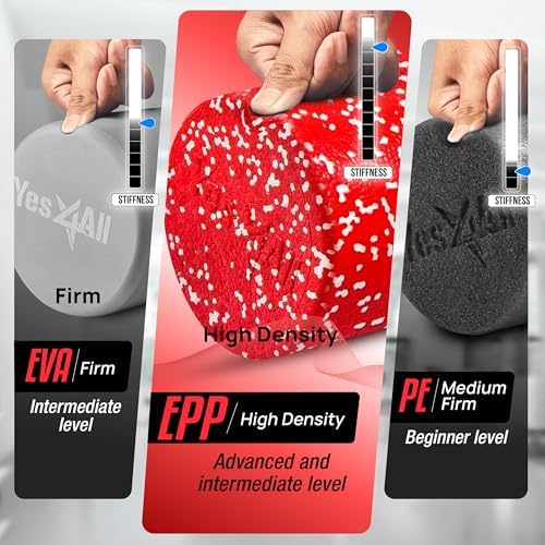 Yes4All High-Density EPP Round Back Roller Foam, Exercise Foam Roller for Yoga, & Pilates, Multiple Sizes and Colours, Red Snow - 24 inches - Image 2