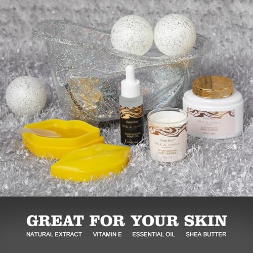 Saint Roy for Men & Dad Bath and Body Almond Milk Vanilla Spa Gifts for Women, Bath Gift Set Shower Gel, Scent Lotion, Bath Bomb Spa Gift Basket, Bath Care Set Birthday Holiday Home Spa Gifts - Image 3