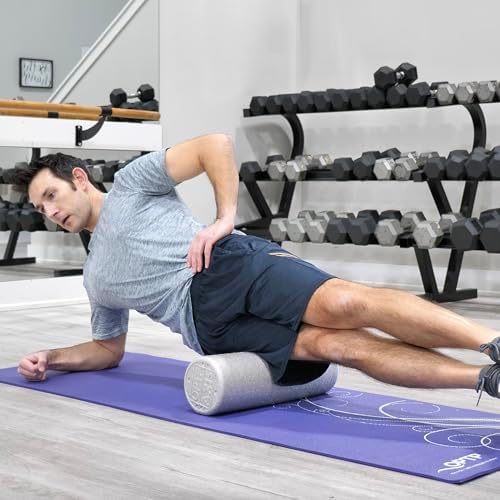 OPTP Silver AXIS Moderately Firm Foam Roller – Round, Silver, 18" x 6" - Image 2