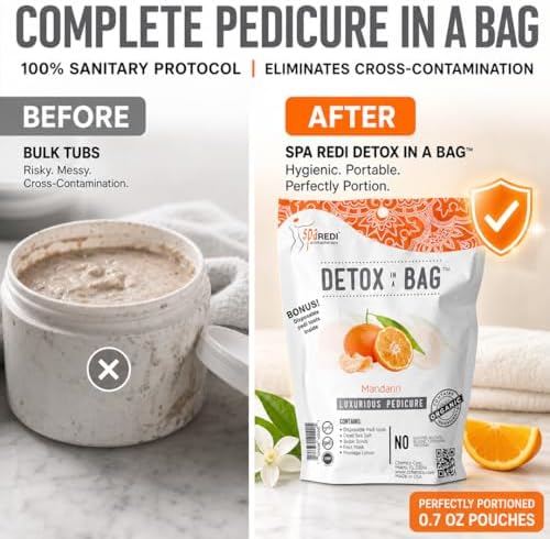 SPA REDI Detox In A Bag Pedicure Kit -Pedicure Massage for Tired Feet, Detoxifies and Refreshes Feet, Invigorating Mandarin - Image 2
