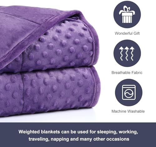 Alomidds Weighted Blanket, Luxury Velvet Weighted Blankets for Adults and Kids,Warm and Breathable Soft and Comfort Minky, Cute Heavy Blanket with Premium Glass Beads (36"x48" 5LBS, Purple) - Image 5