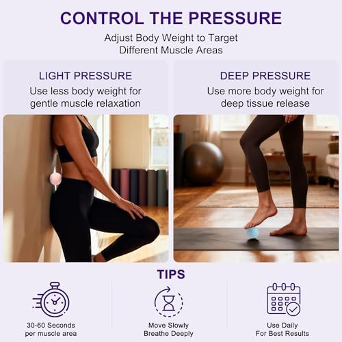 HODEMI Massage Ball Set, 3 Pack Lacrosse Ball, Textured Massage Ball & Trigger Point Ball for Deep Tissue Muscle Massage and Myofascial Release for Back, Neck, Shoulder, Leg and Foot with Mesh Bag - Image 5