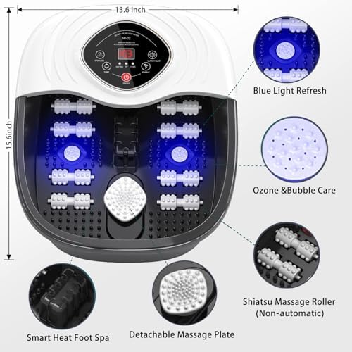 closewave Foot Spa Bath Massager with Heat, UV Ozone & Oxygen Bubbles,Shiatsu Rollers Epsom Salt Temperature Control, Relieves Stress and Feet Pain - Home Pedicure Soaking Tub Gift for Women/Men - Image 4