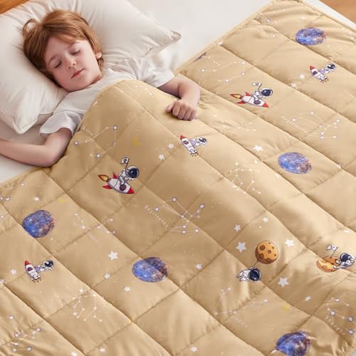 anfie Weighted Blanket(36"x48" 5lbs) Weighted Blanket Cooling Blanket for Resting,Throw Size Breathable Blanket with Premium Glass Bead(Space Beige) by anfie