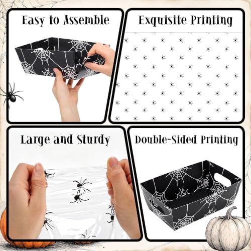 Maitys 24 Sets Halloween Empty Gift Baskets Bulk with Spider Cellophane Bag - Image 4
