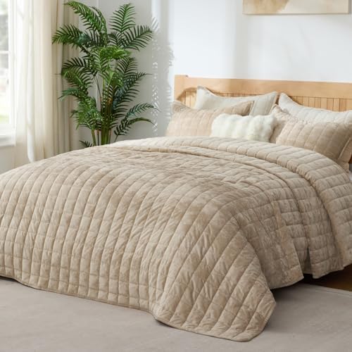 BEDELITE Velvet Quilt Set King Size, Luxury Velvet Comforter Bedding - Image 2