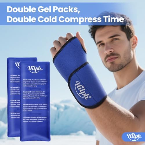 Hilph Wrist Ice Pack Wrap, Carpal Tunnel Relief Wrist Brace with 2 Gel Pack - Image 2