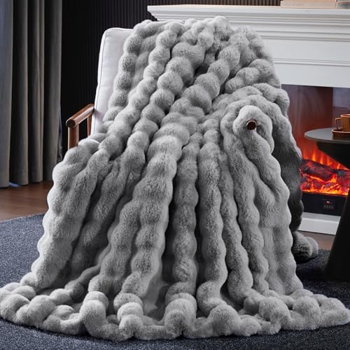 Anysay Faux Fur Throw Blanket,1000GSM Fluffy Soft Bubble Blanket 90''*104'' by Unknown