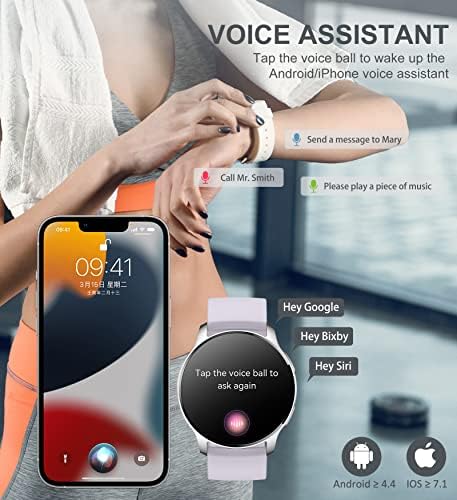 Smart Watch for Women (Answer/Make Call), Fitness Tracker for Android and iOS Phones Waterproof Smartwatch with 1.32" HD Full Touch Screen AI Voice Control Heart Rate Sleep Monitor Pedometer, Silver - Image 4