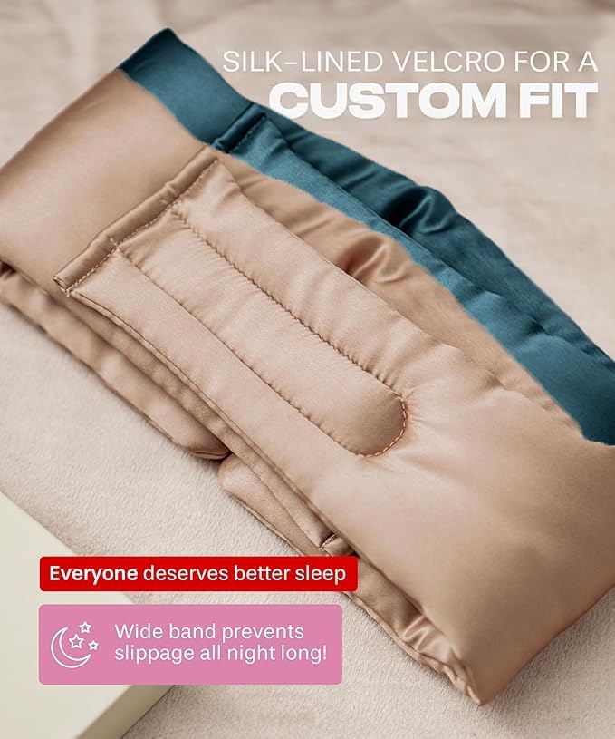 SUNDAYSILKS™ | Adjustable Silk Sleep Mask for Side Sleeper | Cloud-Like Comfort, Weighted for Deep Sleep | Soft Sleep Face Mask for Women & Men, Full Blackout, Cooling Silk Eye Mask for Sleeping (2PK) - Image 4