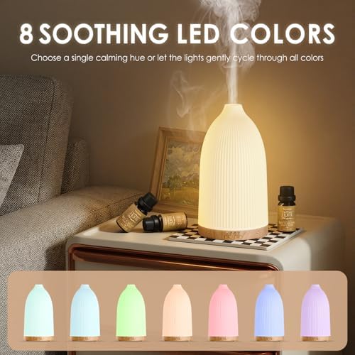 SALKING Essential Oil Diffuser, 100ml Aromatherapy Diffusers with Adjustable Mist Mode Timer Setting, Ultrasonic Diffusers for Essential Oils, Warm White Lights, 7 LED Colors, for Office Home - Image 3