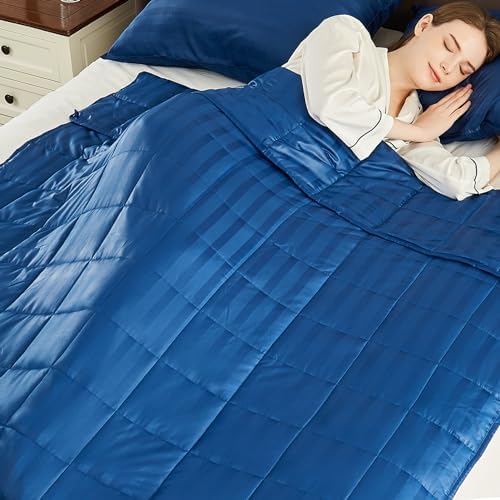 Weighted Blanket Queen/King Size (80"x87" 22lbs),Ultra Soft and Cozy Cooling Weighted Blanket for Adult,Heavy Blanket with Machine Washable Soft Blanket, Navy Blue by anfie