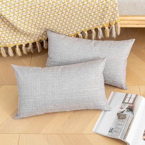 Kevin Textile Outdoor Waterproof 14”x24” Lumbar Pillow Covers 2 Pack, Grey - Image 4