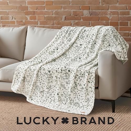 Lucky Brand 50" x 70" Plush Throw Blanket, Bandana White Blanket for Sofa or Bed - Image 4
