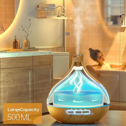 HJTHJT 500ML Essential Oil Diffuser for Home: 14 Color LED Humidifier - Image 2