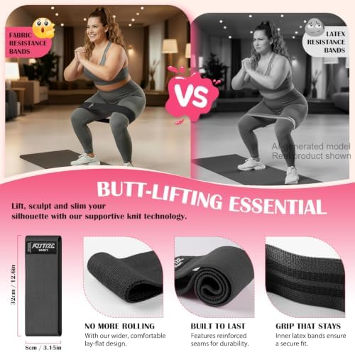 KUTIZE Ankle Resistance Bands with Cuffs & Fabric Resistance Bands Set - Legs & Glutes Workout Equipment for Women & Men, Home Gym Heavy Exercise Bands for Hip, Yoga, Strength Training, Rehab, Pilates - Image 5