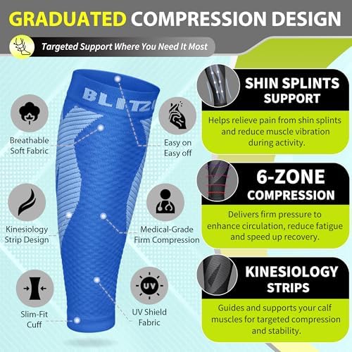 BLITZU Calf Compression Sleeves, Footless Compression Socks for Men & Women - Image 3